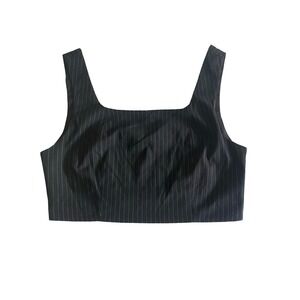 Sincerely Jules Womens Black Pinstripe Square Neck Crop Top Side Zip XL NEW